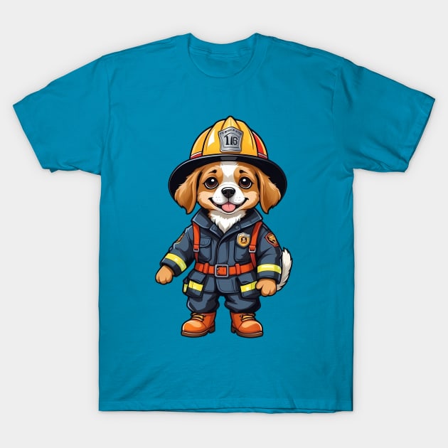 A Cute Firefighter Dog T-Shirt by Leon Star Shop